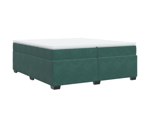 Cama box spring con colchón terciopelo verde oscuro 200x200 cm