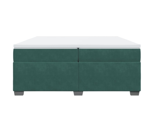 Cama box spring con colchón terciopelo verde oscuro 200x200 cm