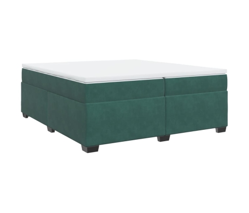 Cama box spring con colchón terciopelo verde oscuro 200x200 cm