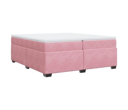 Cama box spring con colchón terciopelo rosa 200x200 cm