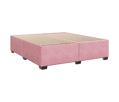 Cama box spring con colchón terciopelo rosa 200x200 cm