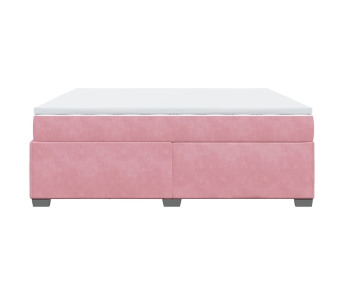 Cama box spring con colchón terciopelo rosa 200x200 cm