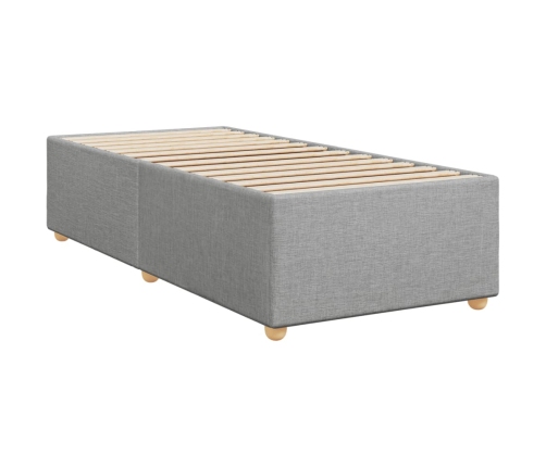 Cama box spring con colchón tela gris claro 80x200 cm