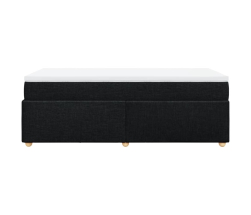 Cama box spring con colchón tela negro 80x200 cm