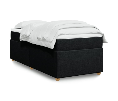 Cama box spring con colchón tela negro 80x200 cm