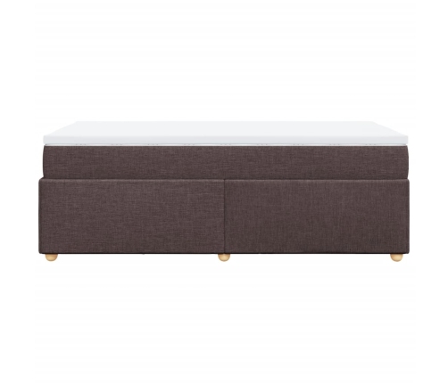 Cama box spring con colchón tela marrón oscuro 80x200 cm