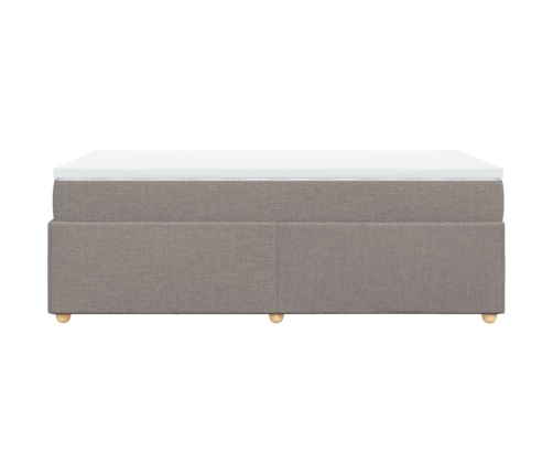 Cama box spring con colchón tela gris taupe 80x200 cm