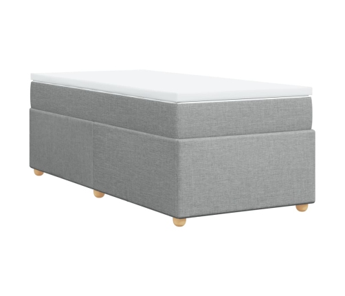 Cama box spring con colchón tela gris claro 90x190 cm