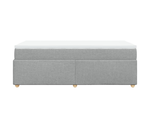 Cama box spring con colchón tela gris claro 90x190 cm