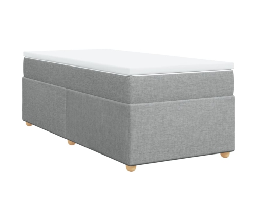 Cama box spring con colchón tela gris claro 90x190 cm