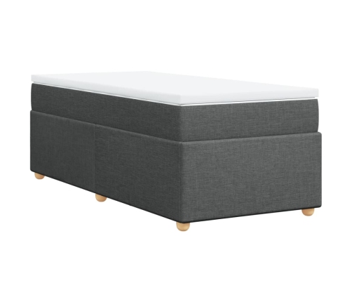 Cama box spring con colchón tela gris oscuro 90x190 cm