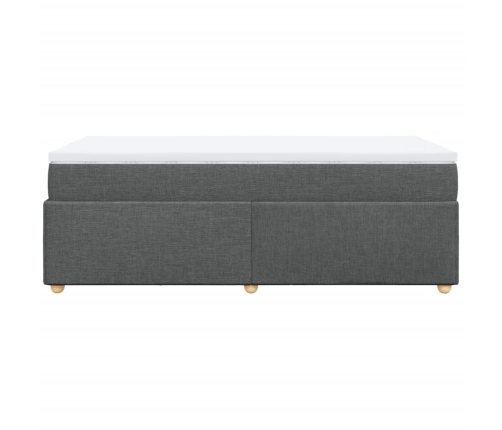 Cama box spring con colchón tela gris oscuro 90x190 cm
