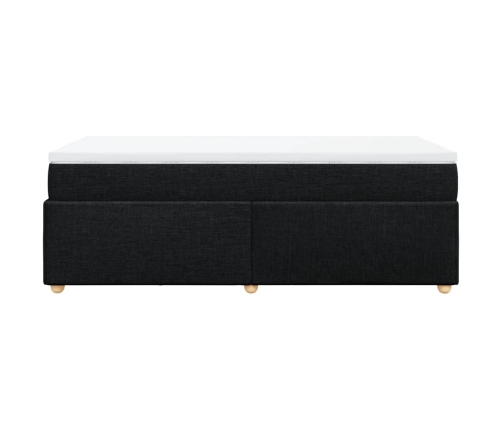 Cama box spring con colchón tela negro 90x190 cm