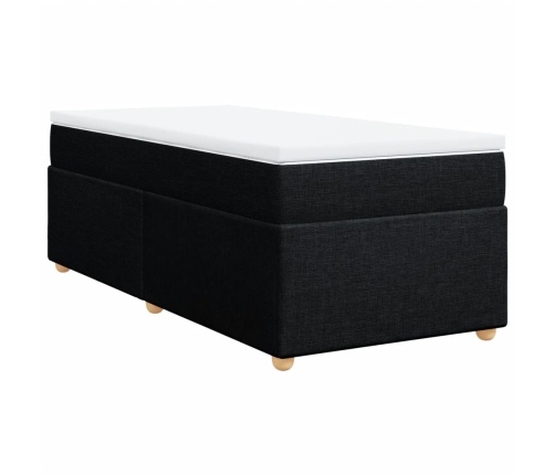 Cama box spring con colchón tela negro 90x190 cm