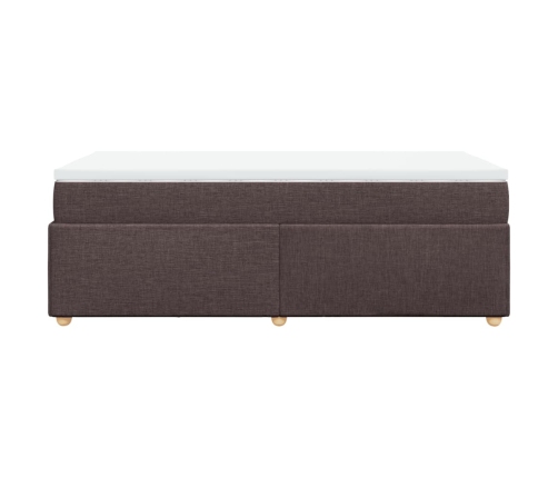 Cama box spring con colchón tela marrón oscuro 90x190 cm