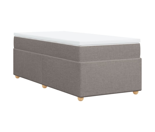 Cama box spring con colchón tela gris taupe 90x190 cm