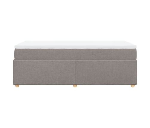 Cama box spring con colchón tela gris taupe 90x190 cm