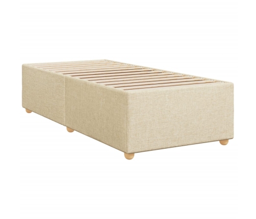 Cama box spring con colchón tela color crema 90x190 cm