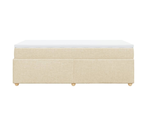 Cama box spring con colchón tela color crema 90x190 cm