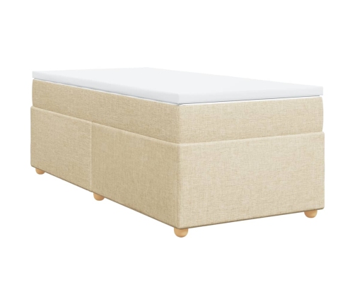 Cama box spring con colchón tela color crema 90x190 cm