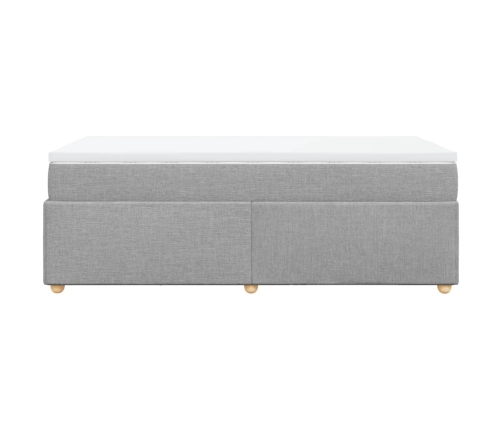 Cama box spring con colchón tela gris claro 90x200 cm