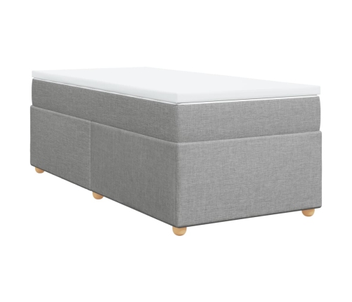 Cama box spring con colchón tela gris claro 90x200 cm