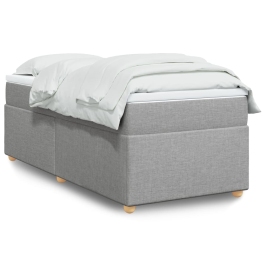 Cama box spring con colchón tela gris claro 90x200 cm