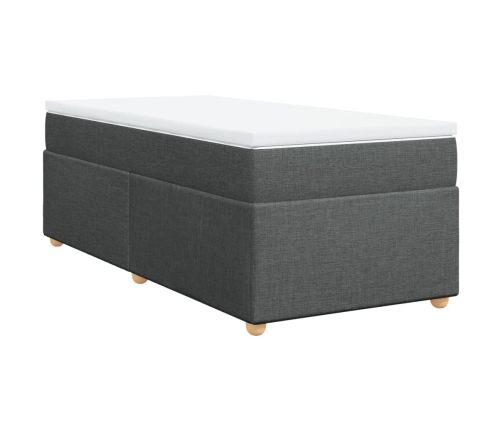 Cama box spring con colchón tela gris oscuro 90x200 cm