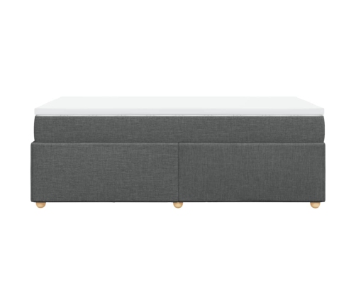Cama box spring con colchón tela gris oscuro 90x200 cm
