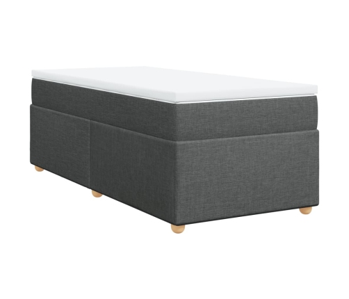 Cama box spring con colchón tela gris oscuro 90x200 cm
