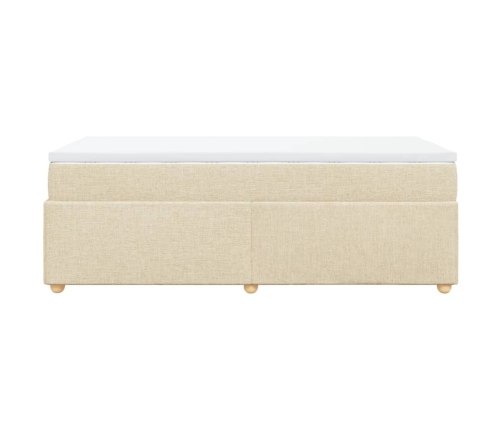 Cama box spring con colchón tela color crema 90x200 cm