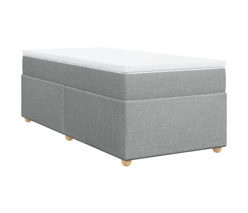 Cama box spring con colchón tela gris claro 100x200 cm