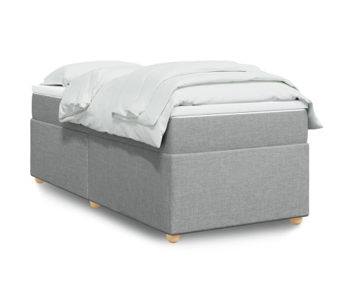 Cama box spring con colchón tela gris claro 100x200 cm