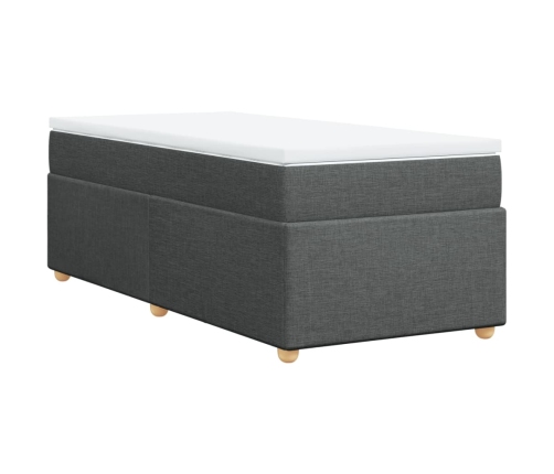 Cama box spring con colchón tela gris oscuro 100x200 cm
