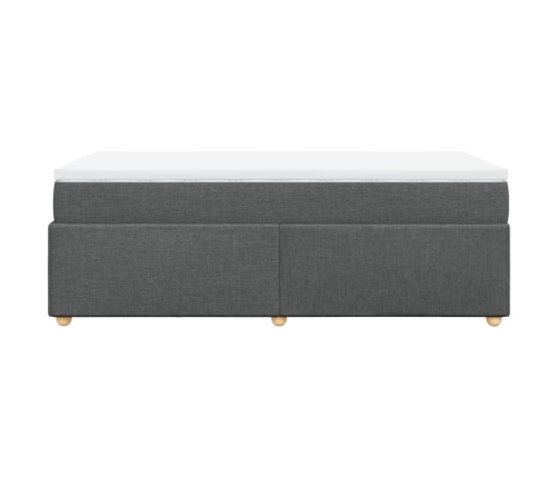 Cama box spring con colchón tela gris oscuro 100x200 cm