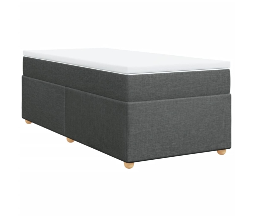 Cama box spring con colchón tela gris oscuro 100x200 cm