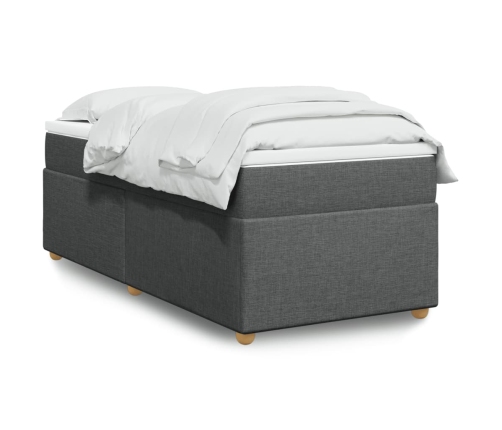 Cama box spring con colchón tela gris oscuro 100x200 cm