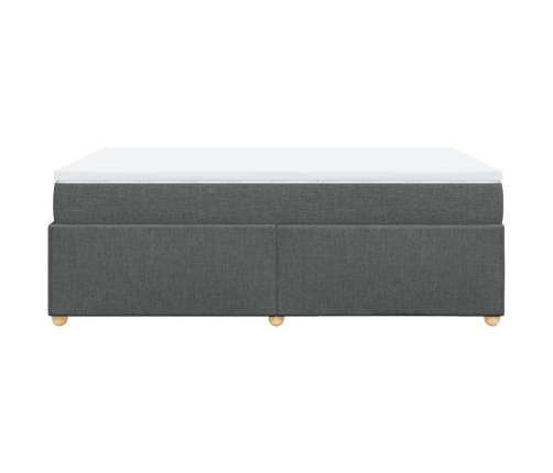 Cama box spring con colchón tela gris oscuro 120x190 cm