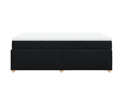 Cama box spring con colchón tela negro 120x190 cm