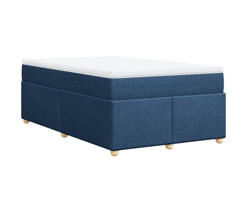 Cama box spring con colchón tela azul 120x190 cm