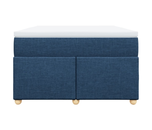 Cama box spring con colchón tela azul 120x190 cm