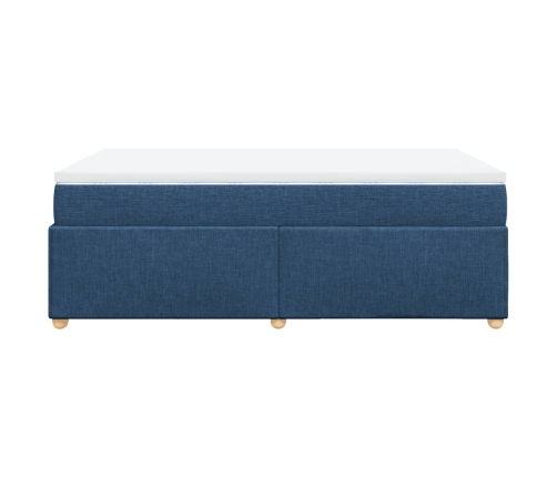 Cama box spring con colchón tela azul 120x190 cm