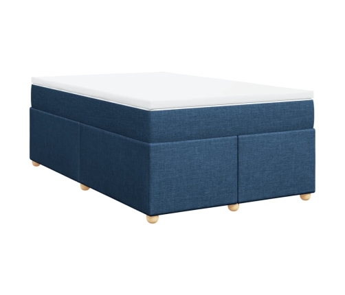 Cama box spring con colchón tela azul 120x190 cm