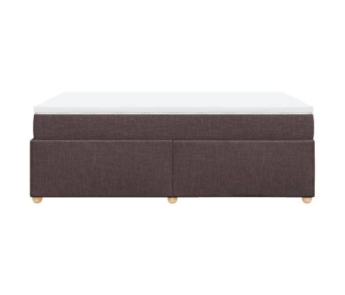 Cama box spring con colchón tela marrón oscuro 120x200 cm