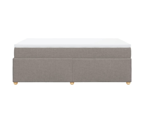 Cama box spring con colchón tela gris taupe 120x200 cm