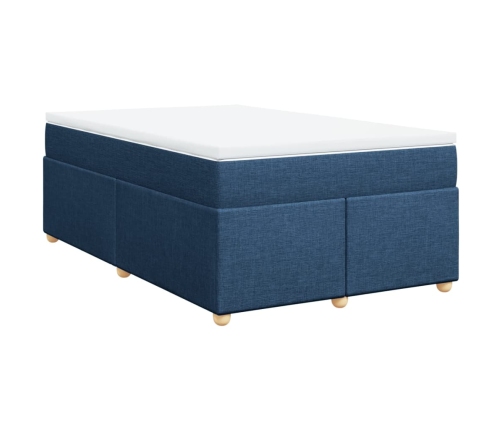 Cama box spring con colchón tela azul 120x200 cm