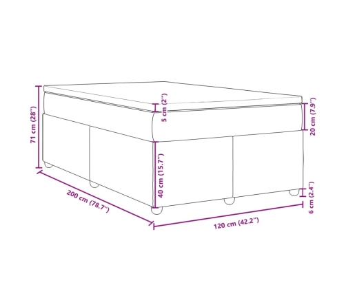 Cama box spring con colchón tela azul 120x200 cm