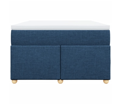 Cama box spring con colchón tela azul 120x200 cm
