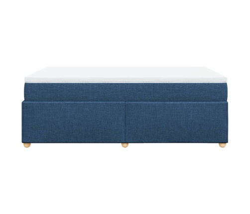 Cama box spring con colchón tela azul 120x200 cm