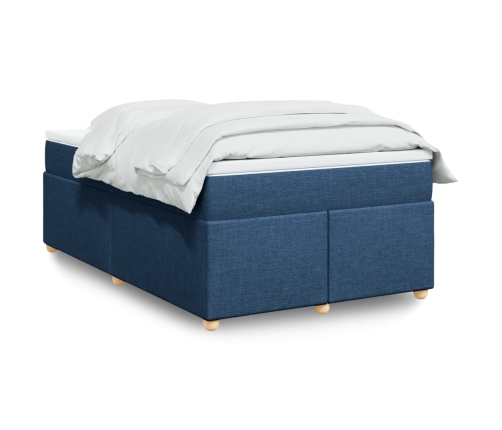 Cama box spring con colchón tela azul 120x200 cm